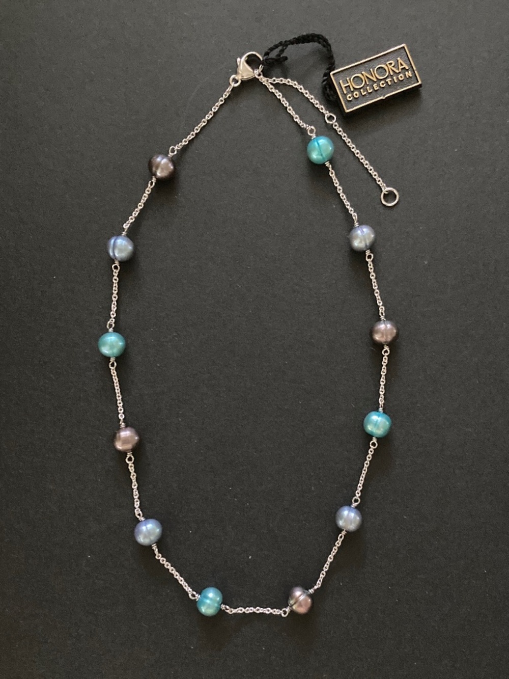 Honora Cultured Freshwater Pearl Sterling 7mm 18" Station Necklace/Royale/NWT!